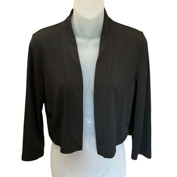 Calvin Klein Jacket Bolero Cropped Open Front Black Long Sleeves Medium - Picture 1 of 9
